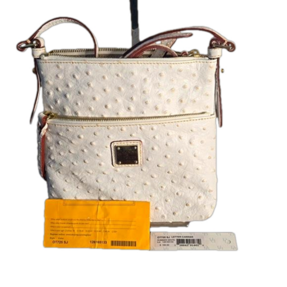 Dooney & Bourke Handbags - Dooney & Bourke Ostrich White Letter Carrier/Crossbody NWOT!!!